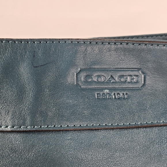 Coach F14707 Zoe Hobo Teal Full-Grain Leather Shoulder Bag Silver Hardware - Picture 7 of 12